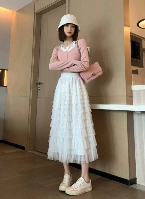 スカート drawstring ribbon tiered skirt pants 61Tz6DYlrxL.jpg