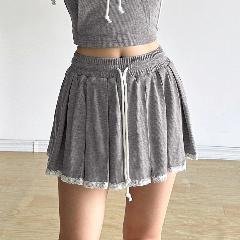 ★BLACKPINK ジェニー着用★SINOON Tute Skirt【送料込/関税込】 Grey Cotton Pleated Skirt | Jennie - BlackPink - Fashion Chingu