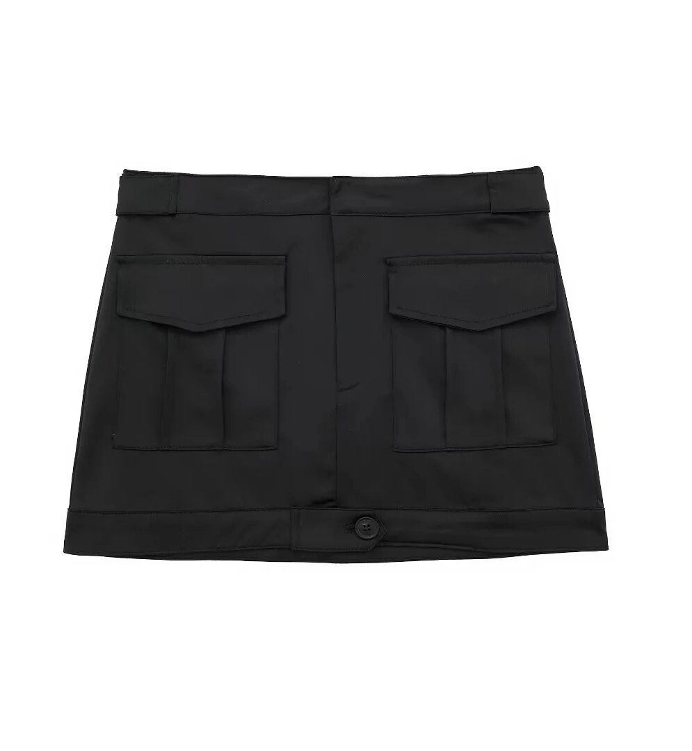 Black Big Pockets Mini Skirt | Ningning - Aespa - Fashion Chingu