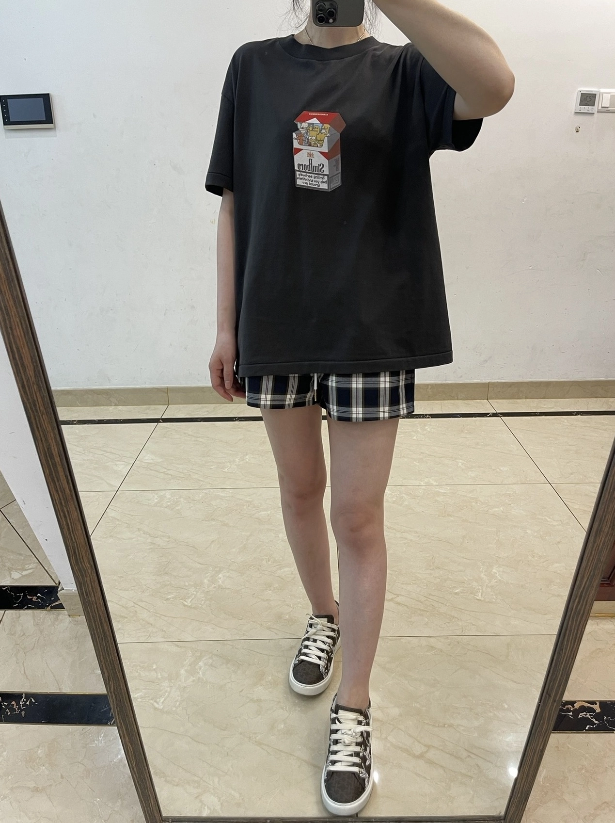 Black Plaid Garterized Shorts | Danielle - NewJeans - Fashion Chingu