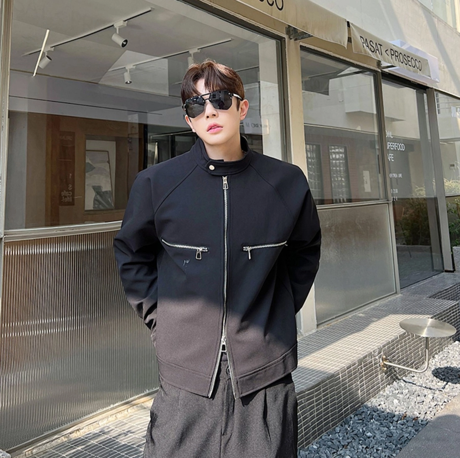 Black Zipper Details Jacket | DK - Seventeen - Fashion Chingu