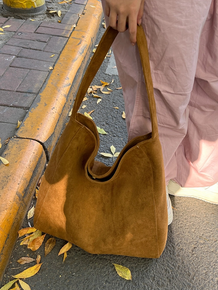 Brown Suede Tote Bag | Rose - BlackPink - Fashion Chingu