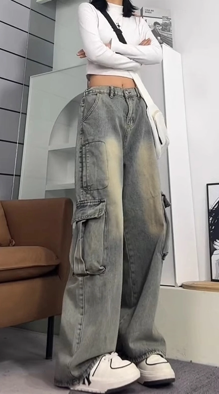 パンツ LE TWINS SS24 'Robi' cargo pants (ROBI DENIMCELESTE) Le twins Straight-leg pants for Women | Online Sale up to 79