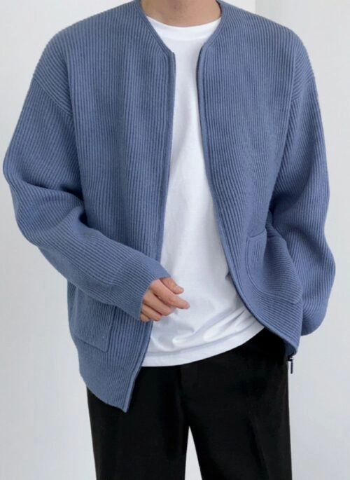 Light Blue Zip-Up Cardigan | Jungwon - Enhypen