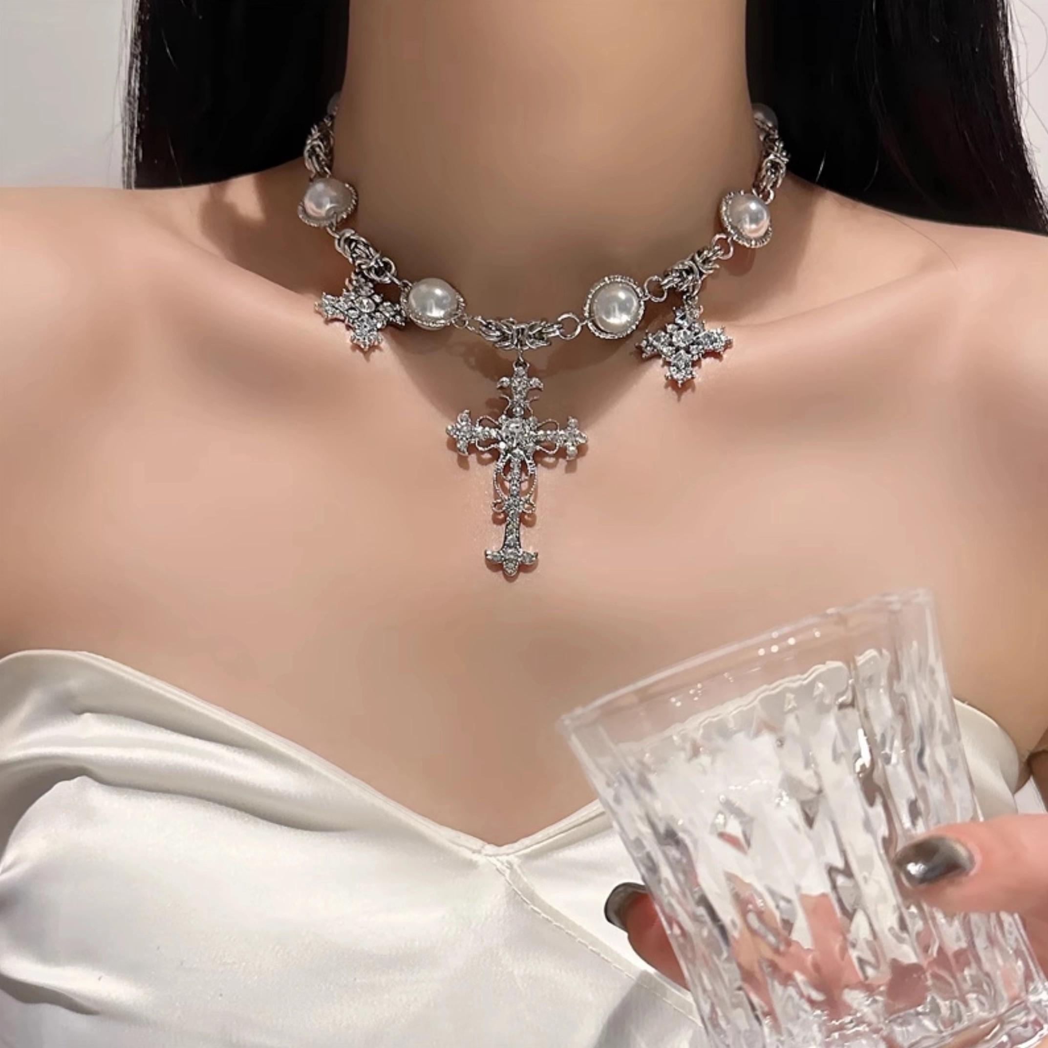 【STONEHENgE】Silver Material Pearl Necklace SC1759〜韓国発 STONEHENgE】Silver Material Pearl Necklace SC1759〜韓国発