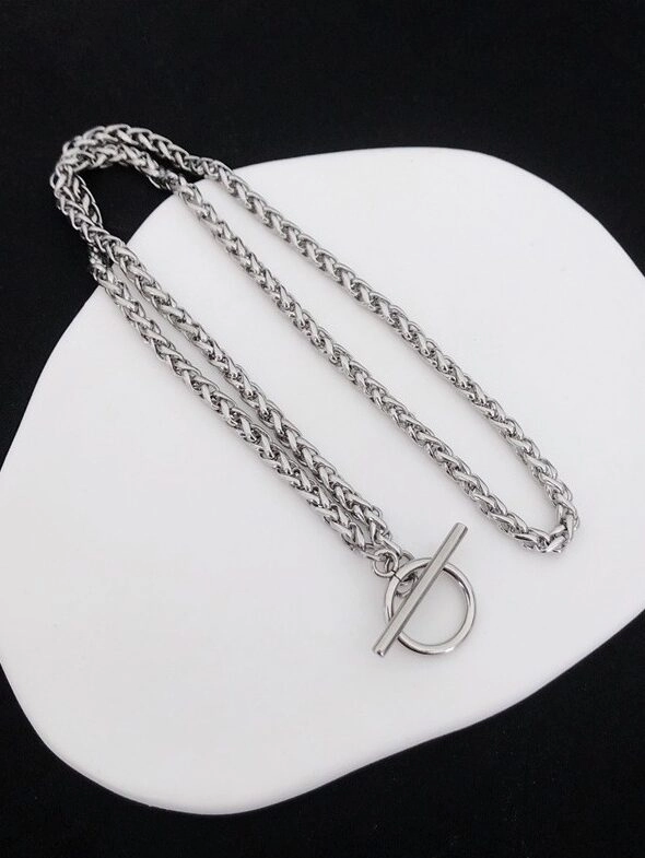 Silver Toggle Clasp Chain Necklace | Jungkook - BTS