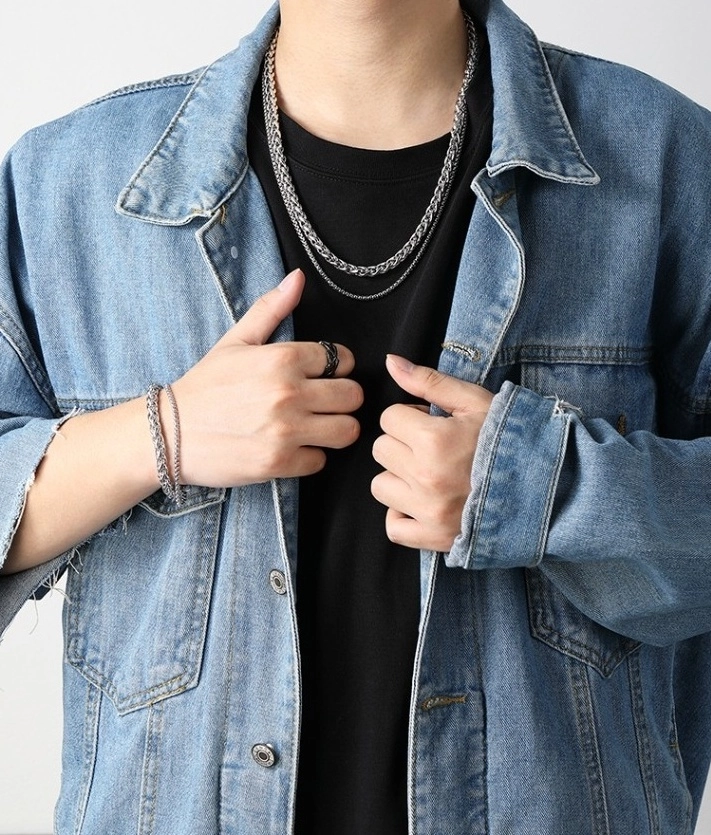 Sliver Double Layer Chain Necklace | Jungkook - BTS