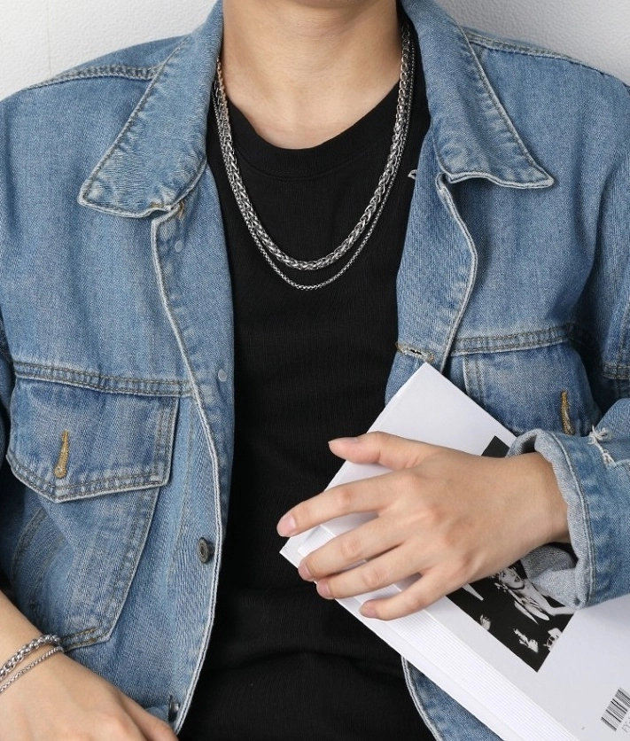 Sliver Double Layer Chain Necklace | Jungkook - BTS