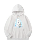 White Cat Print Hoodie | Haerin - NewJeans - Fashion Chingu