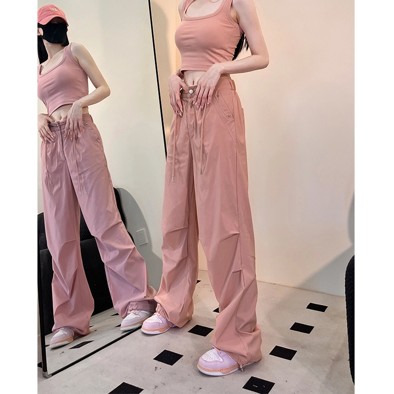 パンツ THEORY Women Straight Pants K0502208 PINK Women's Pink Lightweight Straight-Leg Crop Pant | ME+EM