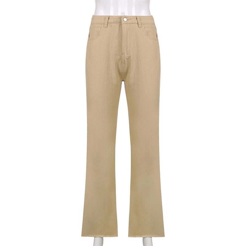 ★KIRSH★ Kirsch High Waist Coated Denim Pants Beige Beige Acid Washed High Rise Cropped Wide Leg Jeans – Tori