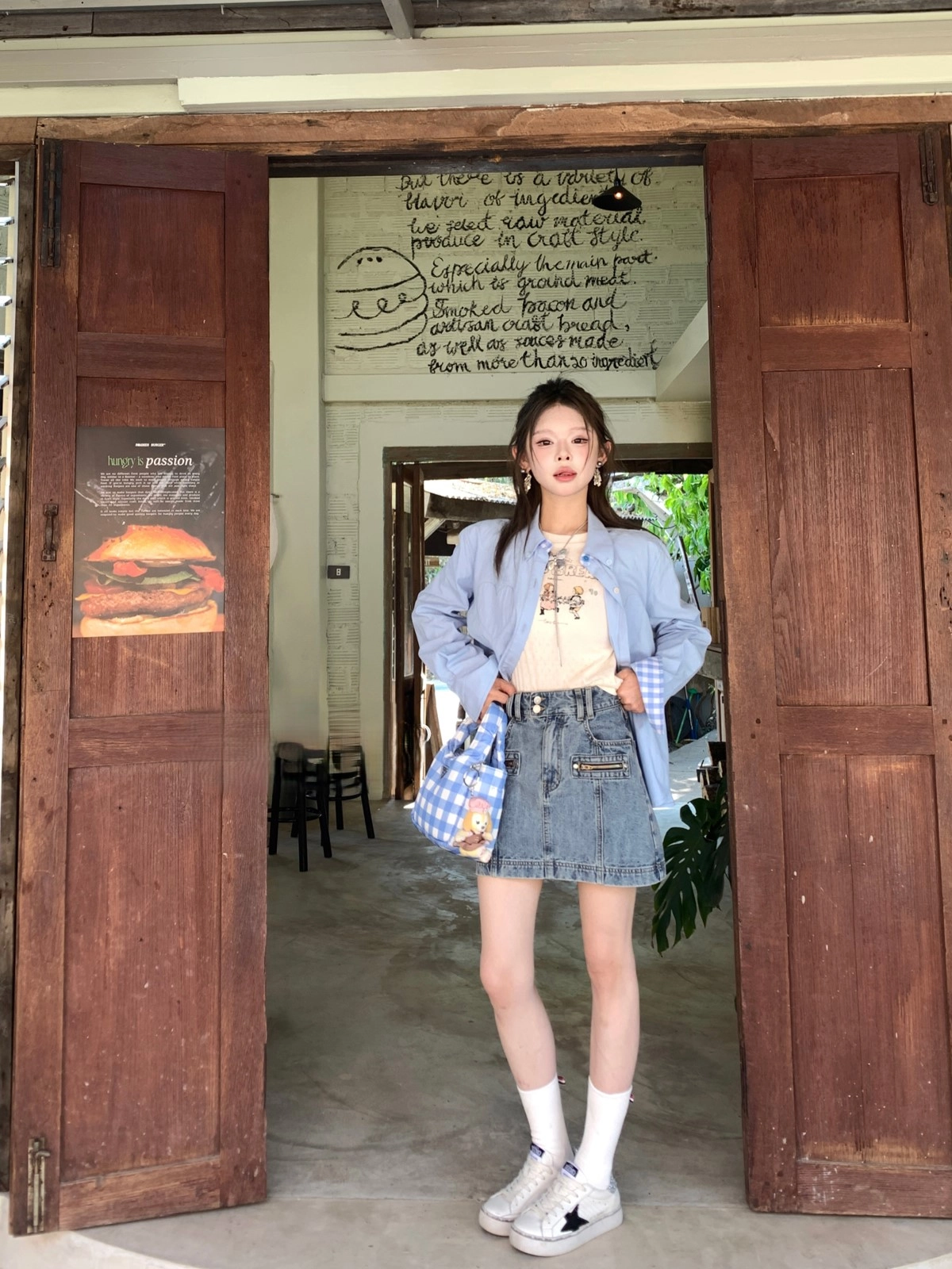[SETSETSET] BELTED INDIGO DENIM MINI SKIRT ★韓國 Indigo Denim Mini Skirt – GAO