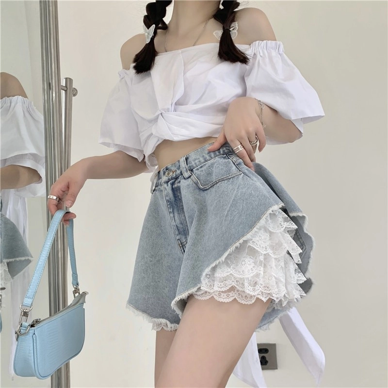 ★LUVISTRUE★BE LACE SHORT PANTS(SKY BLUE)★正規品/直送料込 BE レースショートパンツ（スカイブルー） - LUVISTRUE | 60
