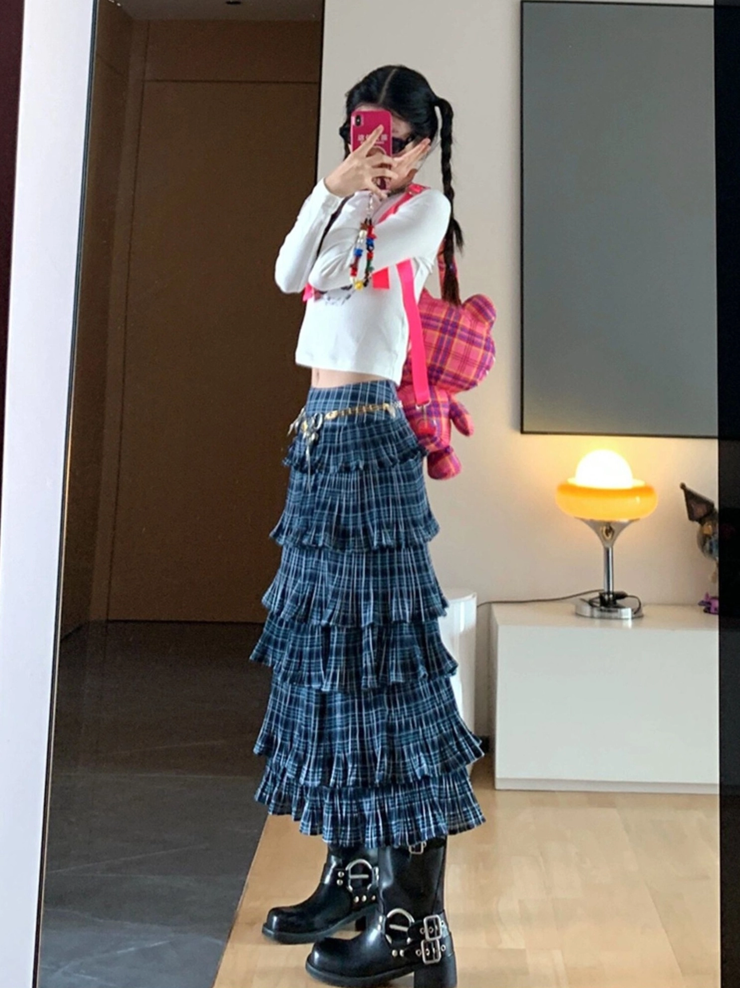 ワンピース Ruffled Layered Wrap Skirt Sky Blue smocked-waist_mini_skirt.jpg?v