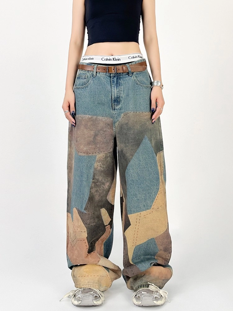 韓国発!【JUSTYOUNG】GU Multi Painting Pants Washed Painter Pants | GU US