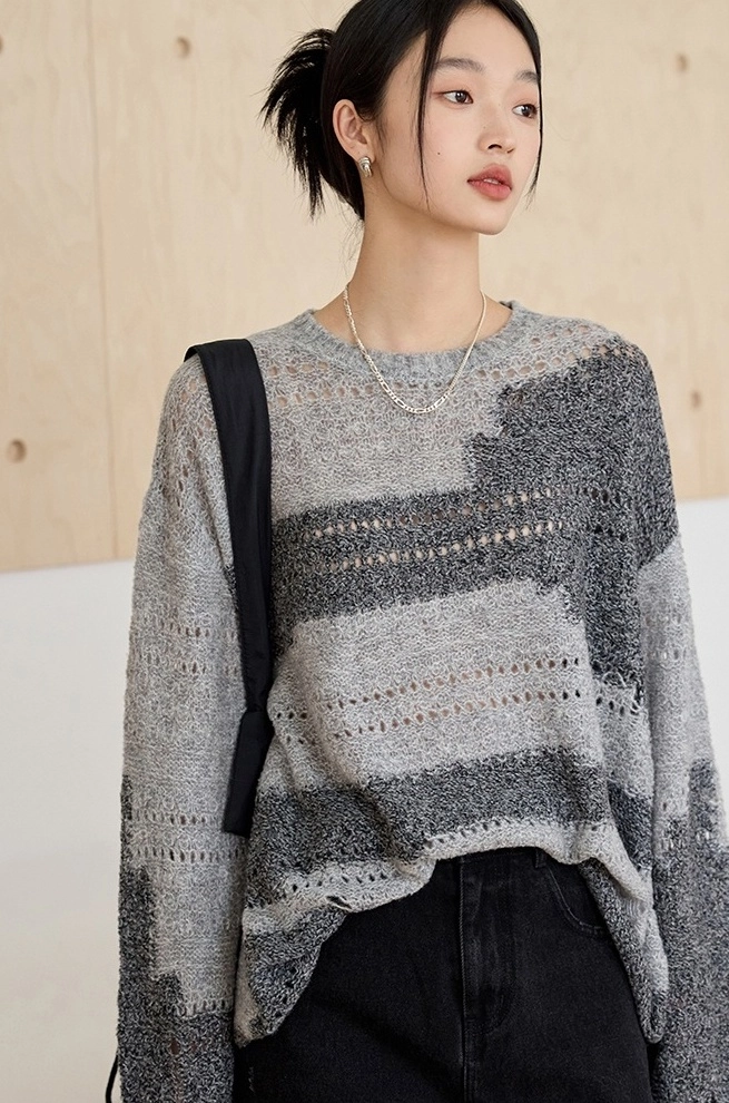 Grey Knitted See-Through Sweater | Jisung - Stray Kids