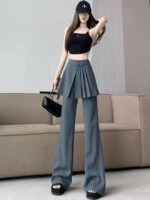 Grey Pants With Pleated Skirt Detail | Yoon - STAYC