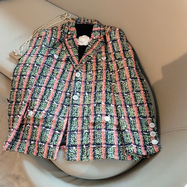 Multicolored Tweed Blazer Jimin BTS Fashion Chingu