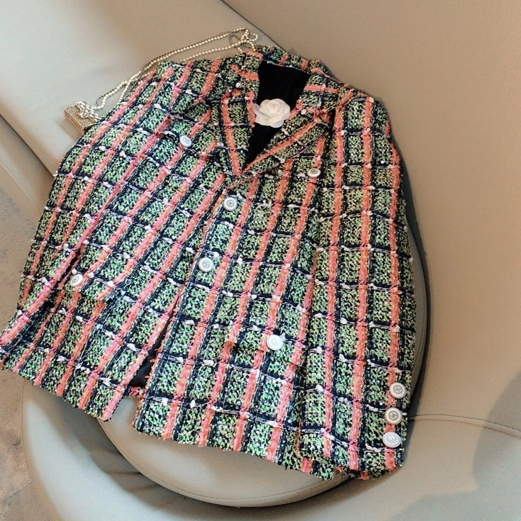 Multicolored Tweed Blazer Jimin BTS Fashion Chingu