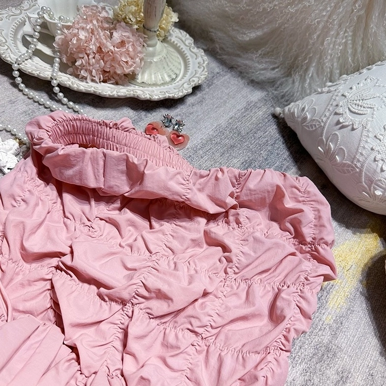 Pink Crumpled Texture Puffy Dress | Asa - BabyMonster
