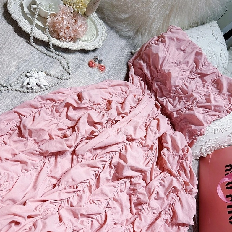 Pink Crumpled Texture Puffy Dress | Asa - BabyMonster