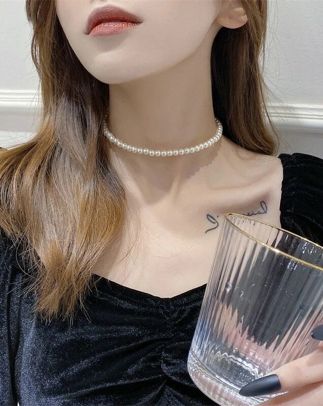 ◆ITZAVIBE◆ iac21007chain white pearl choker i-ac21-007 Trend White Gold Pearl and Diamond Necklace | Yoko London