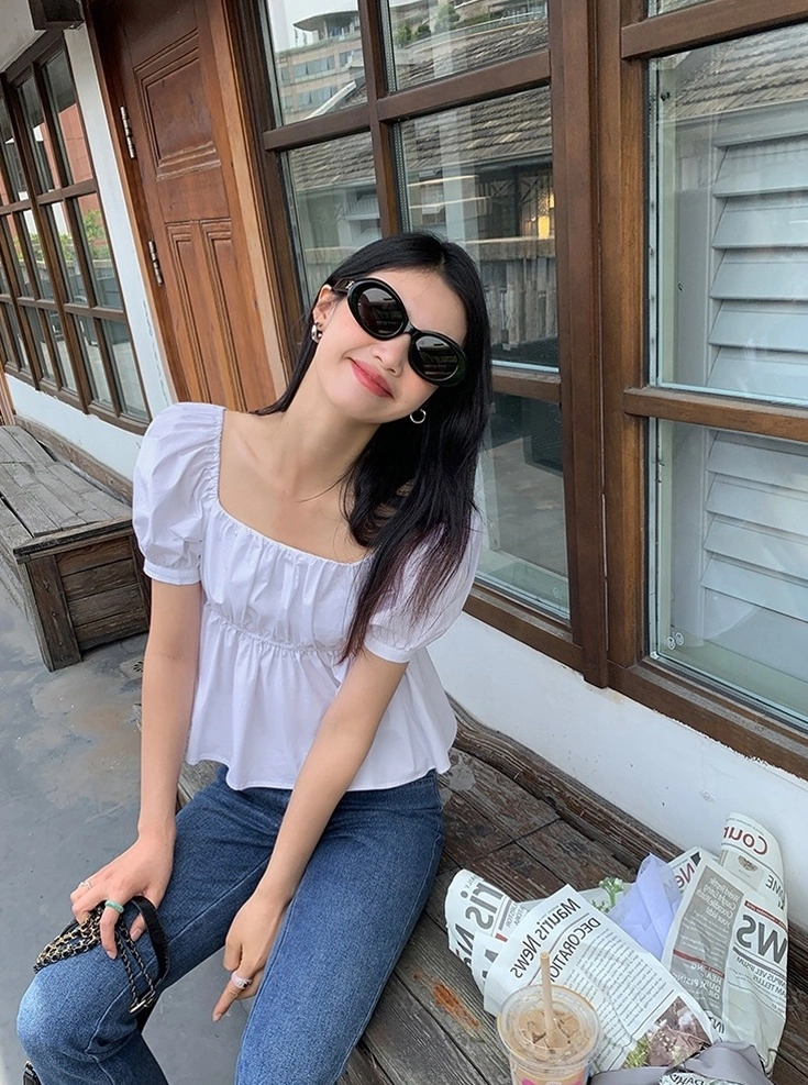 【euw】puff sleeve peplum top Plus Puff Sleeve Shirred Peplum Top | boohoo