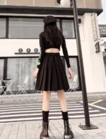 Black Pleated Skirt With Heart Buckle Belt | IU - Fashion Chingu