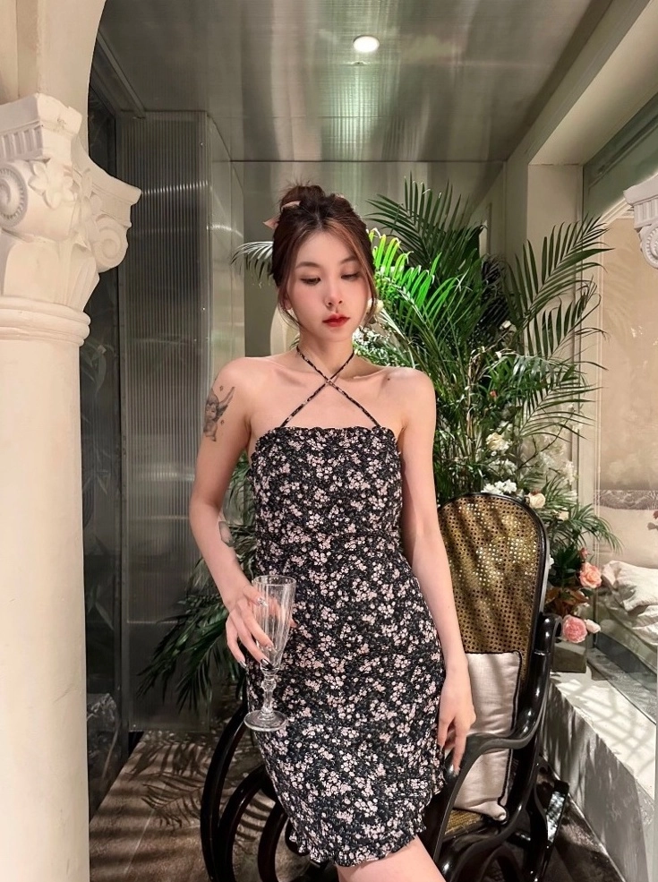 【I AM MARI】Bteen Puff Check Dot Wrap One Piece (Strap Set) TRIPP NYC - DARK AND SWEET DRESS