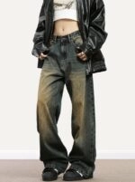 [WHO.A.U] Vintage Washing Wide Denim / 韓国発 Vintage Washing Wide Leg Jeans CD09 - Korean Women's Fashion