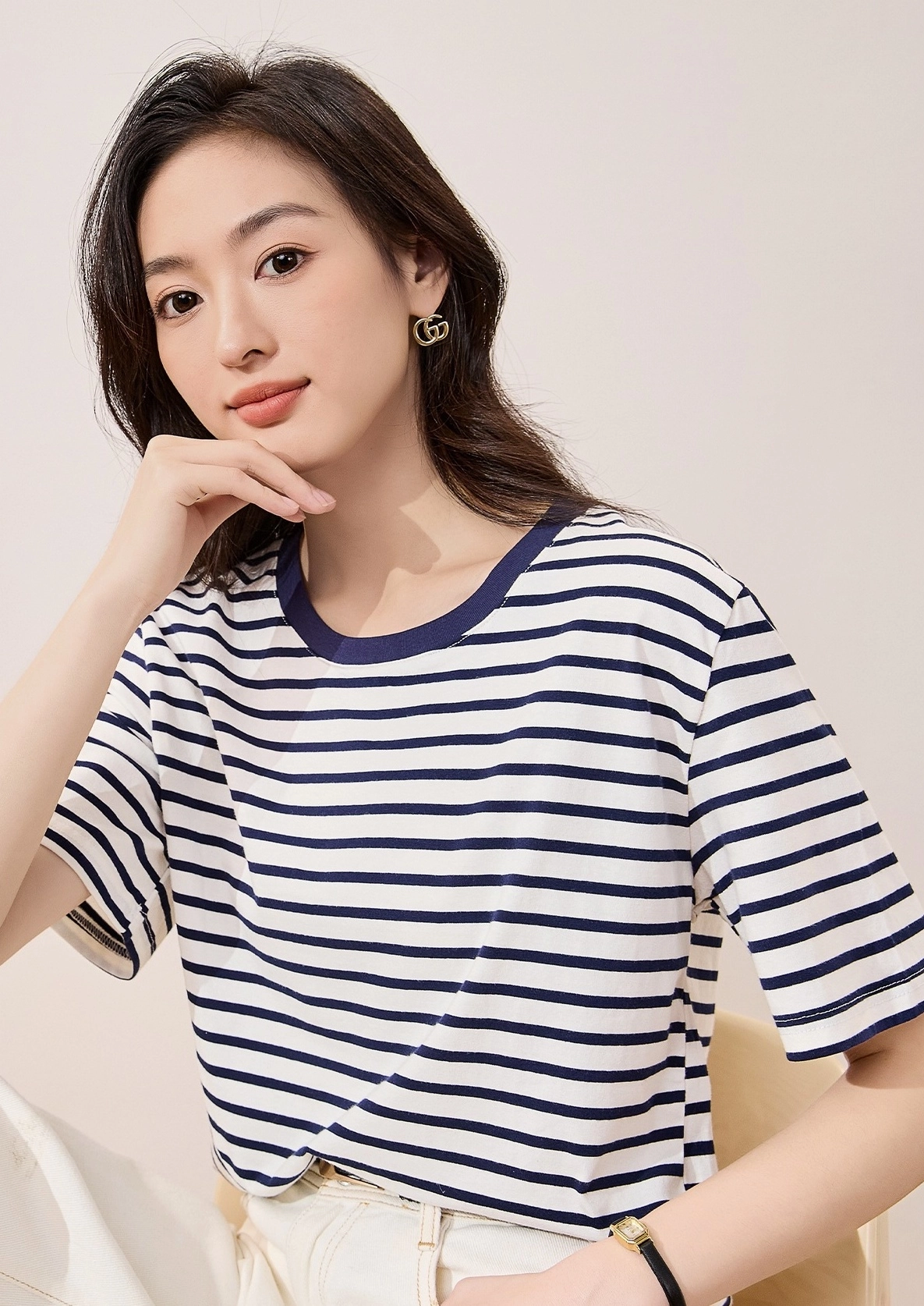 Blue Stripes Crewneck T-Shirt | Suga - BTS - Fashion Chingu