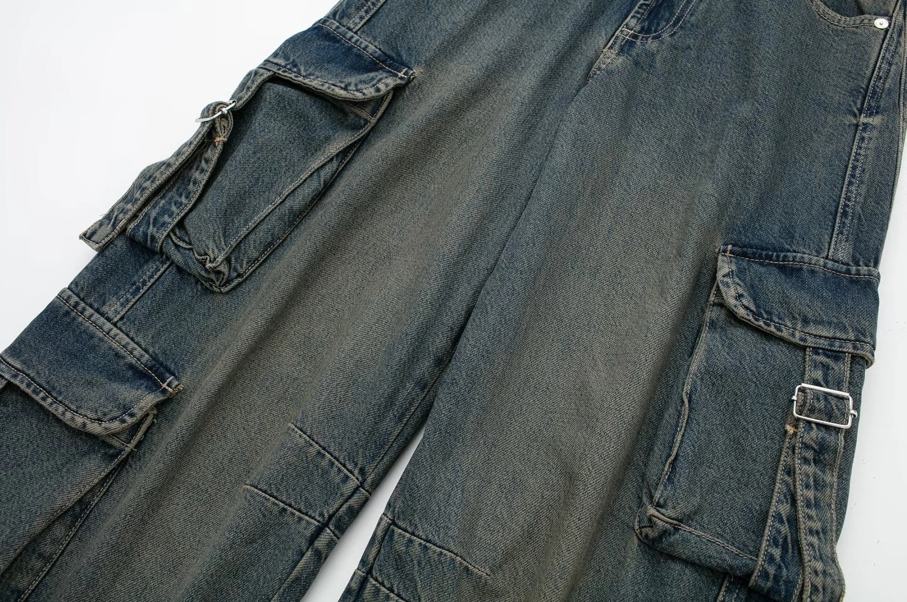 Blue Washed Denim Cargo Pants | Chiquita - BabyMonster