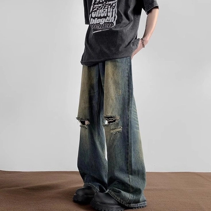 Blue Washed Denim Ripped Jeans | Heeseung - Enhypen