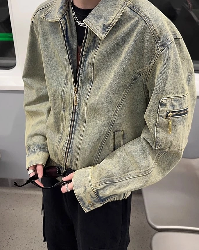 Blue Zip-Up Denim Jacket | Seungmin - Stray Kids - Fashion