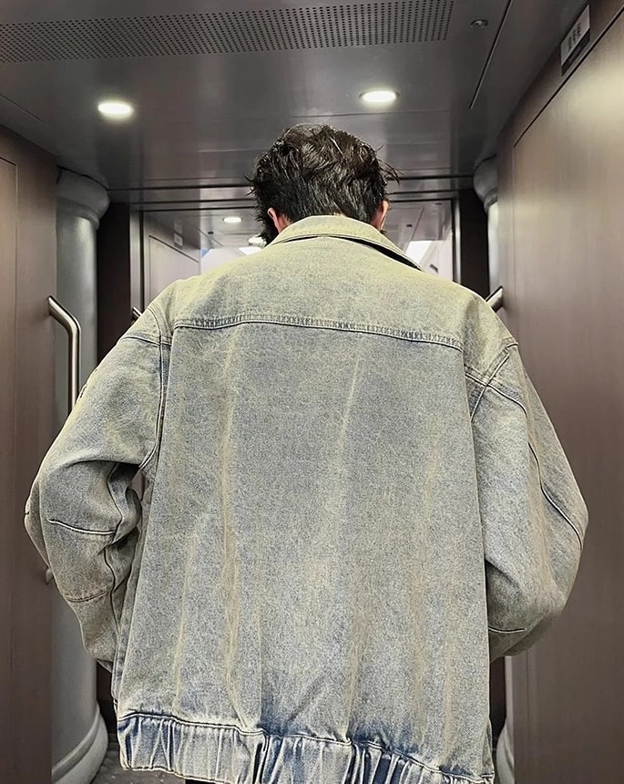 Blue Zip-Up Denim Jacket | Seungmin - Stray Kids - Fashion