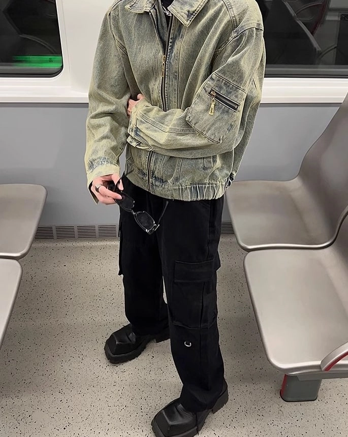 Blue Zip-Up Denim Jacket | Seungmin - Stray Kids - Fashion