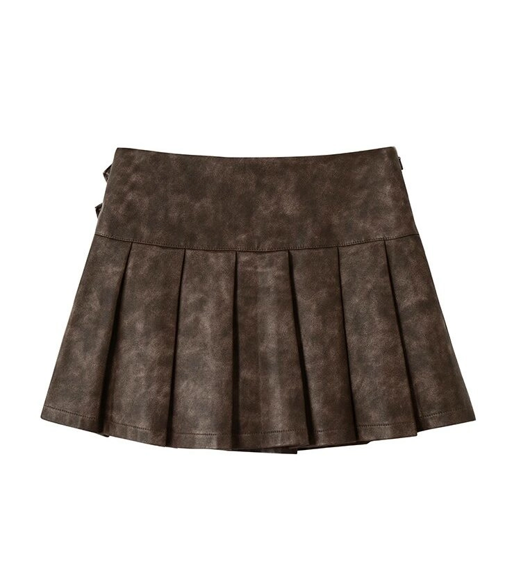 【glowny】GIRLFRIEND PLEATED MINI SKIRT - LEATHER GLOWNY] GIRLFRIEND PLEATED MINI SKIRT - LEATHER ☆大人気
