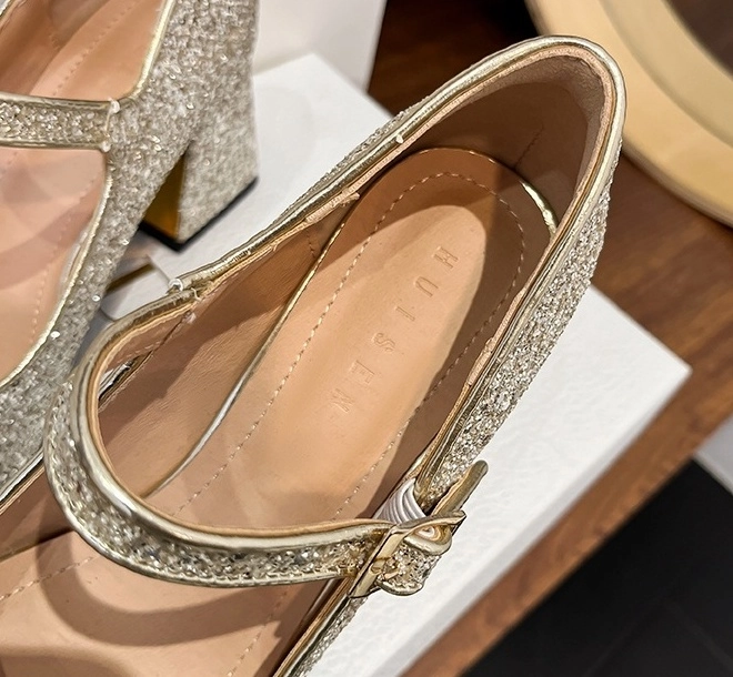 Gold Glitter Block Heel Mary Janes | Chiquita - BabyMonster
