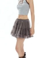 ★AMES-WORLDWIDE★FRILL MINI SKIRT GREY★正規品/韓国直送料込 2nd pre order) Kirakira frill culotte mini skirt (gray)