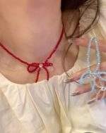 【TWENTYONEAUGUST】RAINBOW RIBBON NECKLACE〜IVE着用★韓国発 送料無料 ☆IVE ウォニョン 着用！！【CIDER】リボンネックレス