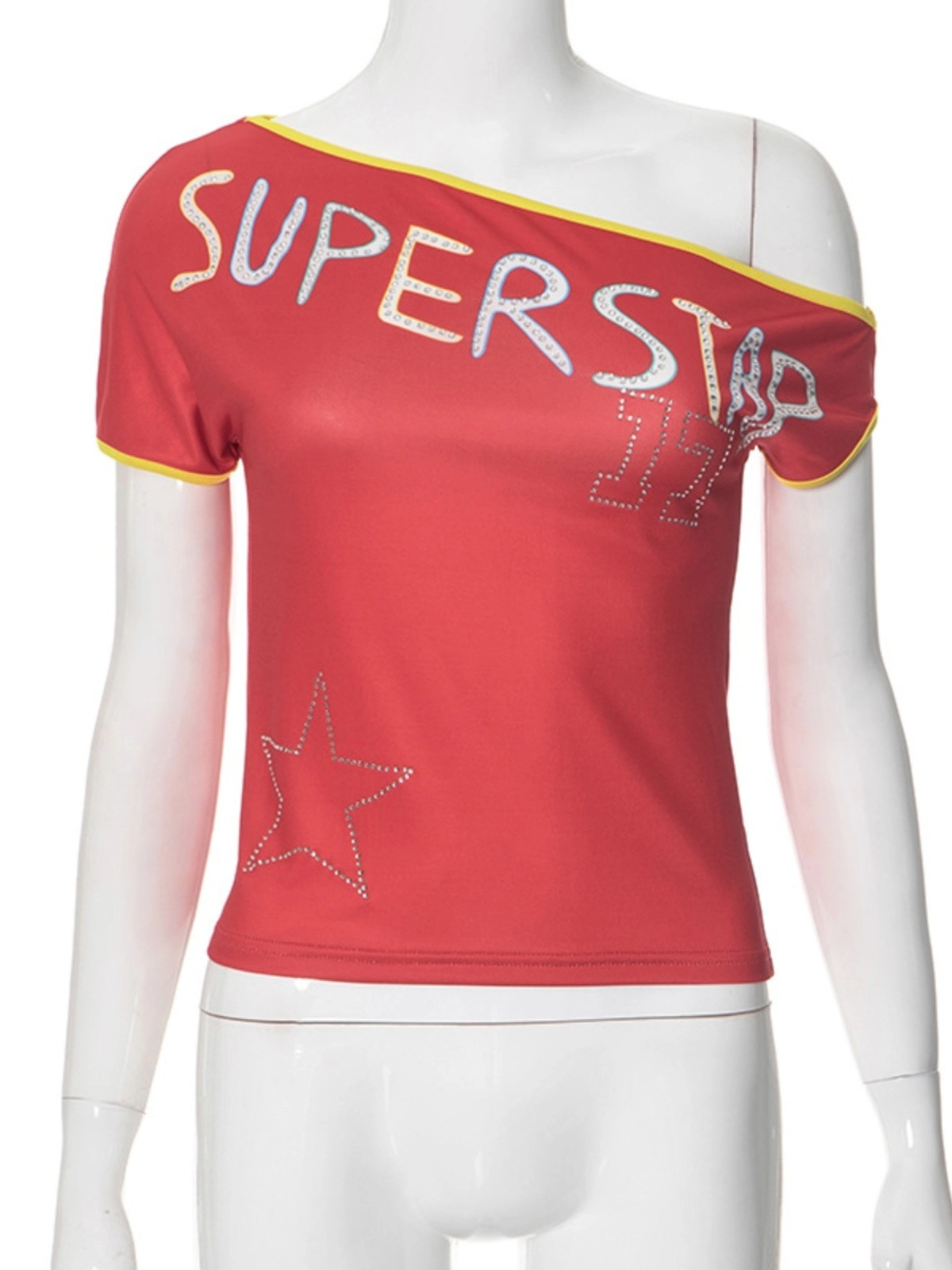 Red Superstar One Shoulder Top | Yuqi - (G)I-DLE - Fashion