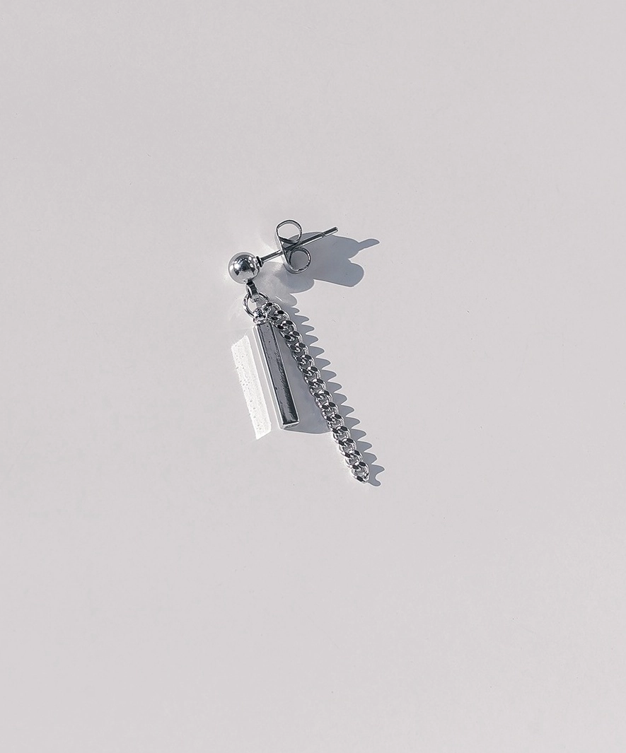 Silver Bar Chain Single Earring | Heeseung - Enhypen
