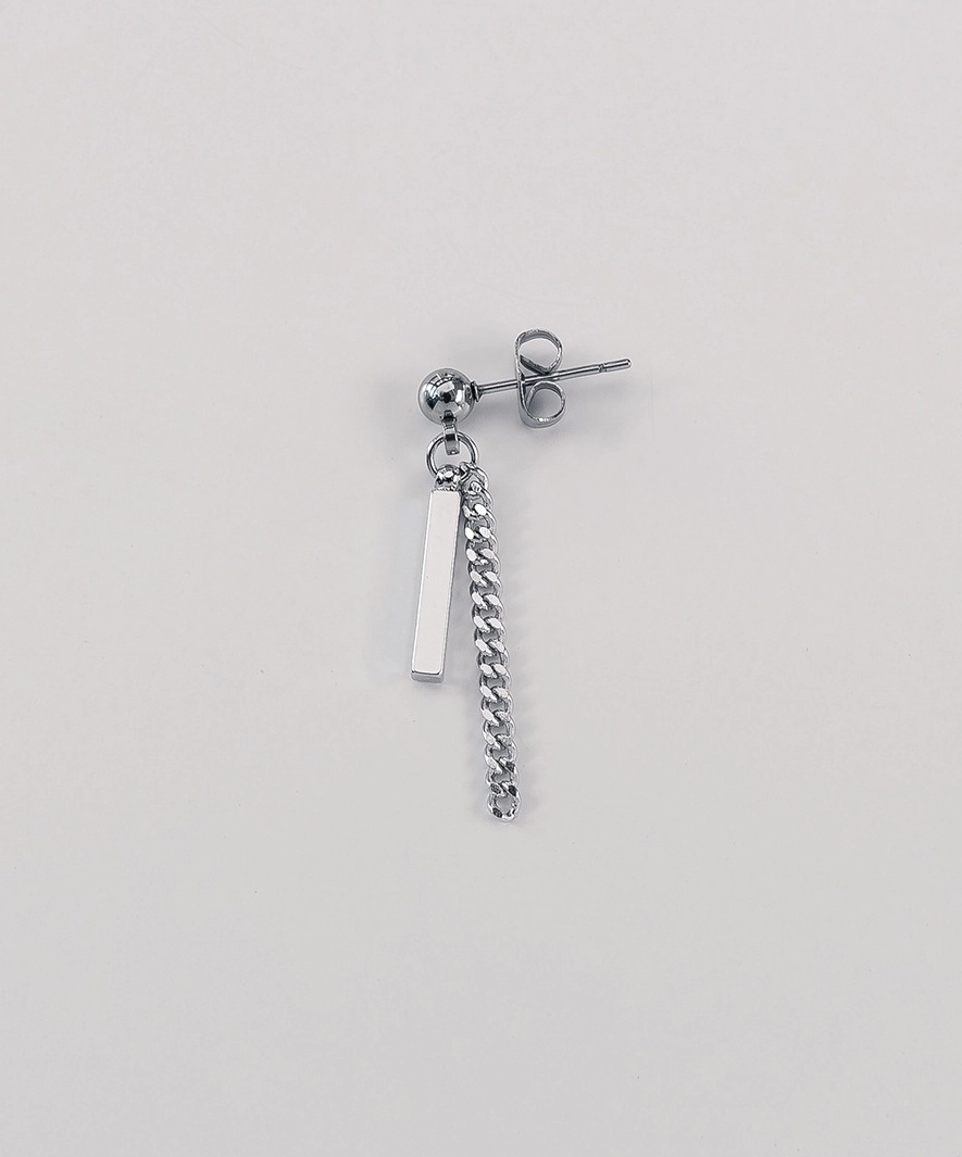 Silver Bar Chain Single Earring | Heeseung - Enhypen