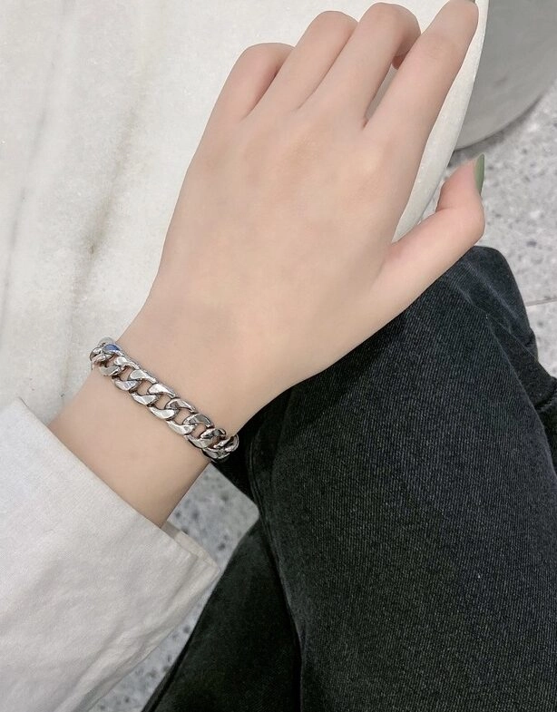 Thick Silver Metal Chain Bracelet | Jungkook - BTS - Fashion