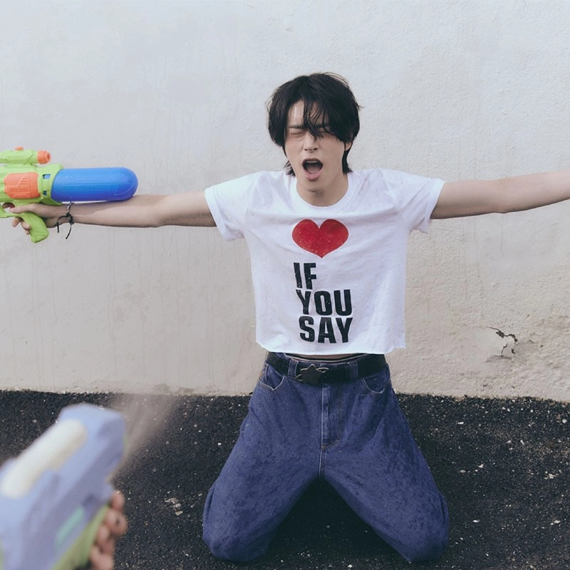 White “IF YOU SAY” Cropped T-Shirt | Jake - Enhypen - Fashion Chingu