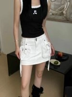 White Cargo Pocket Mini Skirt | Ahyeon - BabyMonster