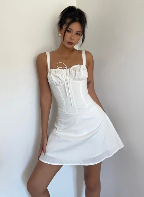 White Corset Style Tie Front Dress | Miyeon – (G)I-DLE