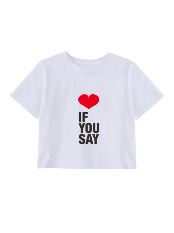 White “IF YOU SAY” Cropped T-Shirt | Jake - Enhypen - Fashion Chingu