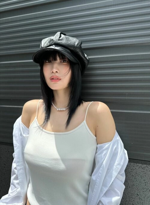 Grey Cropped Crop Top | Momo - Twice - Fashion Chingu