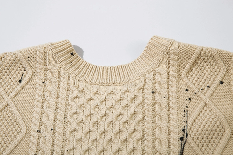 【nuyuh】fringe rope knit vest beige ビスチェ Beige Handmade Cable Knit Wool Sweater Vest for Women